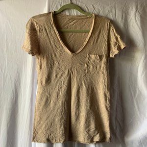 J.Crew Metallic Gold V-Neck SZ S